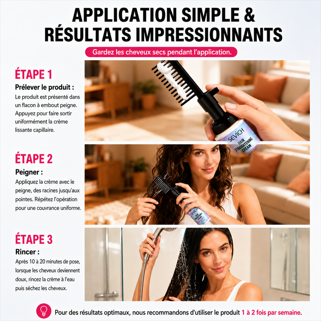 Keratin Hair Straightening Cream with Comb 100ml  Repair Damaged Frizzy Hair Soft Smooth Shiny Straightening Deep Moisturizing