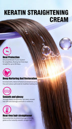 Keratin Hair Straightening Cream with Comb 100ml  Repair Damaged Frizzy Hair Soft Smooth Shiny Straightening Deep Moisturizing